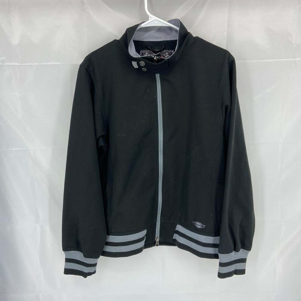 Sims Women XL Varsity Jacket Skateboarding Skater Stretch Hem Solid Black Sport